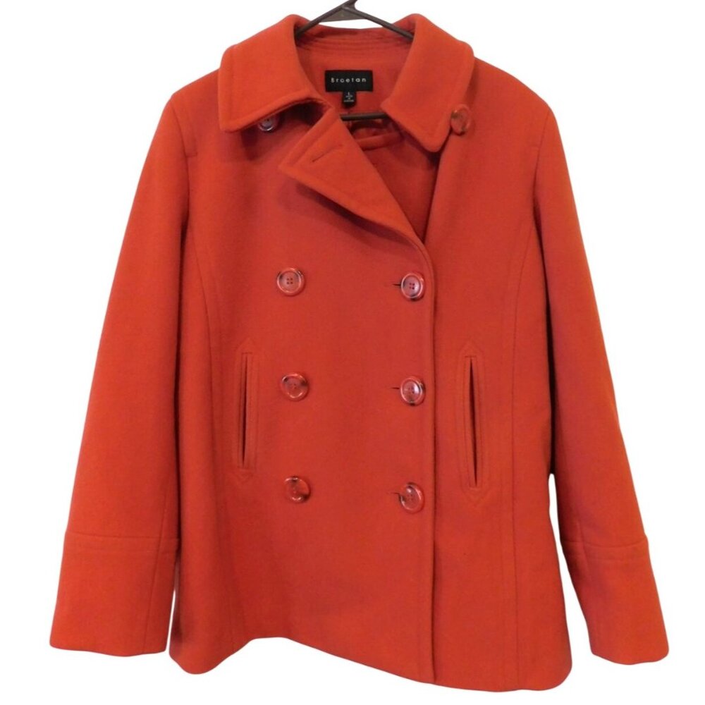 Braeton Women Size L Large Burnt Orange Wool Peacoat Coat